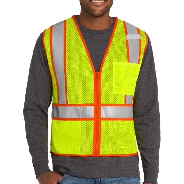 ® Ansi 107 Class 2 Mesh Zippered Two Tone Vest Thumbnail